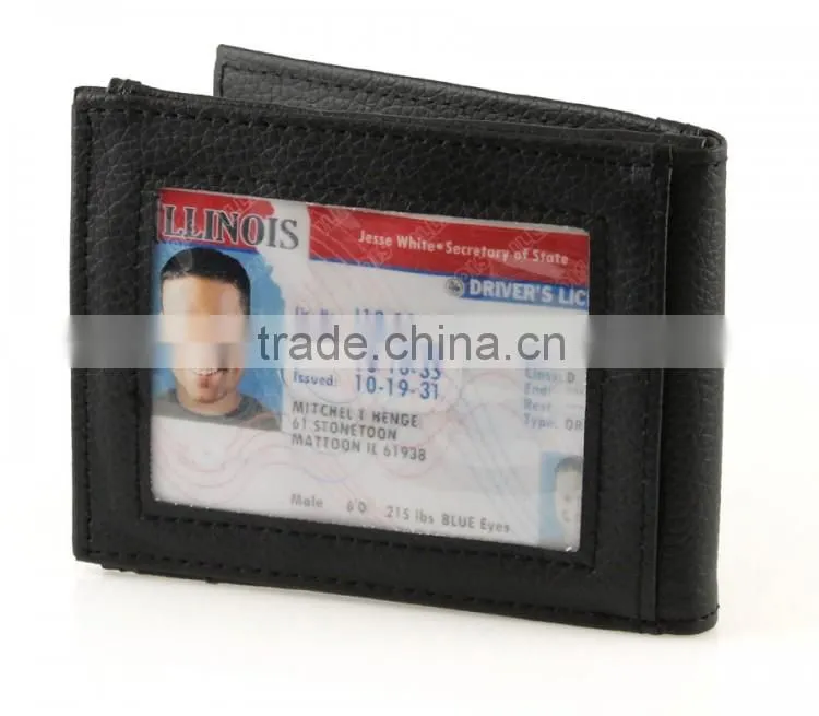 Custom Card and ID Holder with Leather Front Magnetic Money Clip for Men