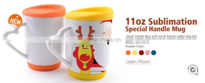 MERRY CHRISMAS ceramic mug factory for sublimation, 11oz heart handle ceramic sublimation mug