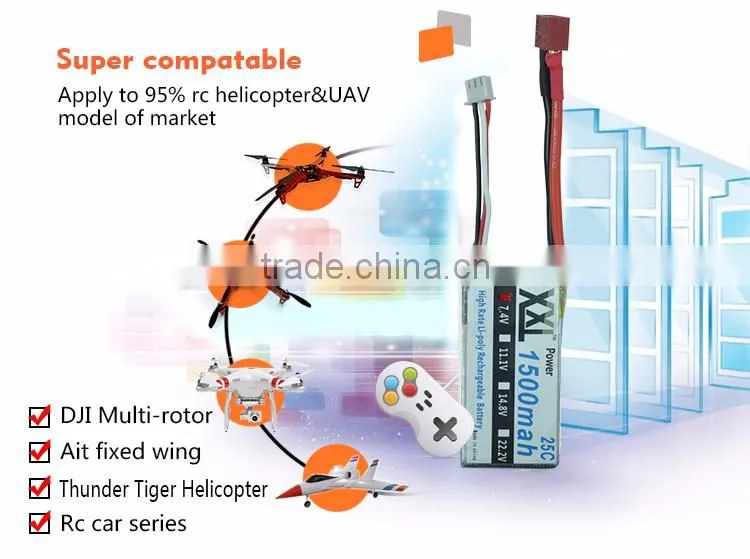 XXL Power 25C MAX 30C 2s Lipo Battery 7.4V 1500MAH AKKU Car Helicopter Quadcopter battery pack