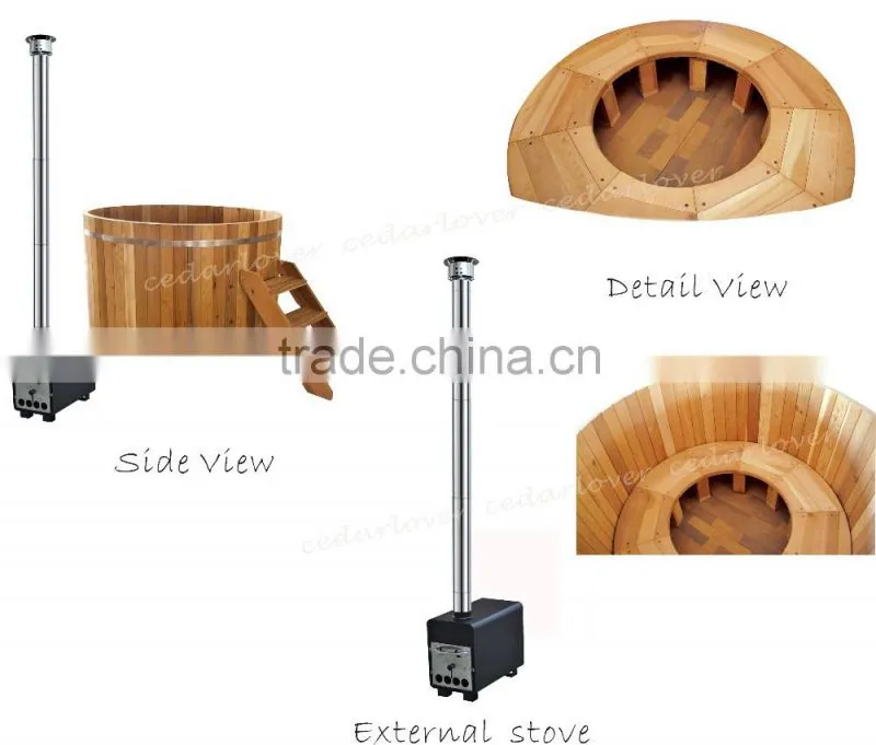 Cedar barrel outdoor spa hot tub/wood fired tub