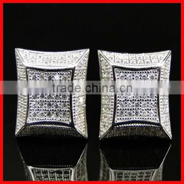 925 sterling silver micro pave cz wholesale screw back diamond earring clip-on