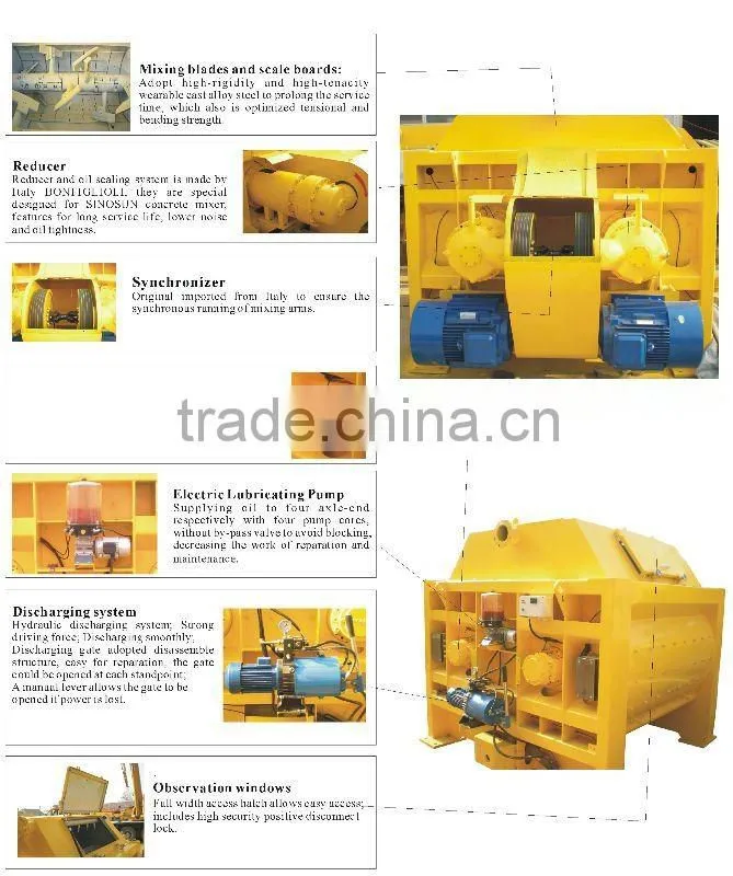 (JS500-JS4000) Twin Shaft Concrete Mixer ( 25~200 m3/h)