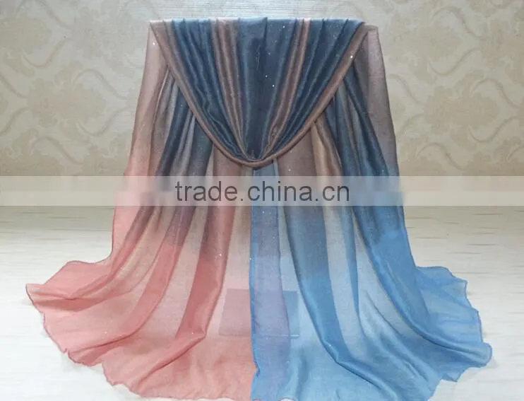 Wholesale New Design Autumn Fashion Gradient Cotton Glitter Woman Shawl
