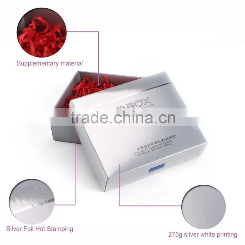 Silver white printing paper cosmetics box,cosmetic packaging box