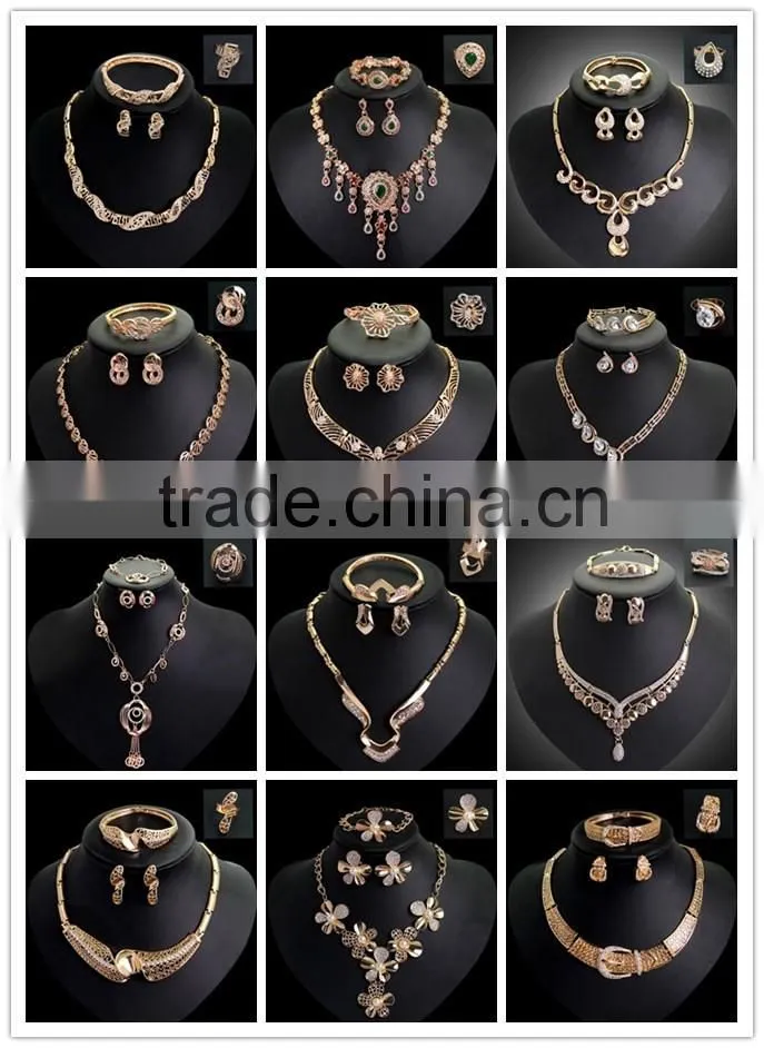 2016 Simulated Diamond Fashion Semicircle Necklace Exaggerated Metallic Jewelry Set
