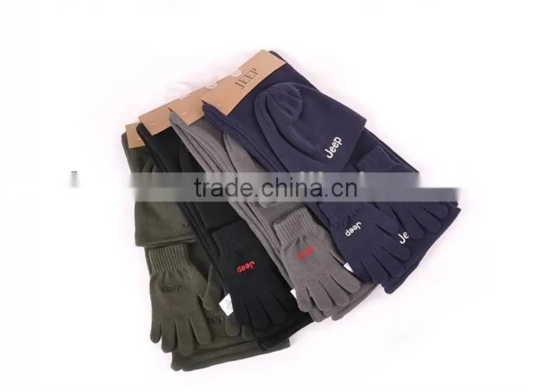 Wholesale 2013 cheap JEEP fitted knitted beanie hat Gloves and scarf