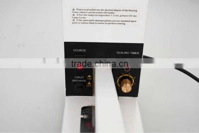 2015 new hot selling professional plastic Manual lengthen hand impulse heat isostaic press sealing sealer