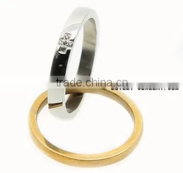 Two In One Designed Custom Made Pink Gold Plated Stainless Steel Ring With CZ Stone
