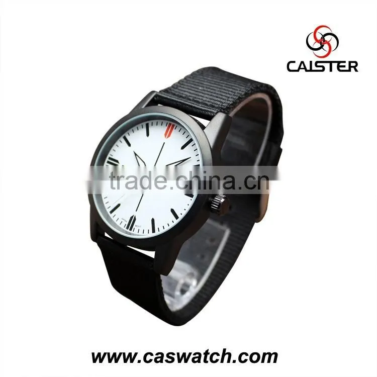 luxury high quality nylon strap watch, white dial black strap men's watch, water resistant army style military watch