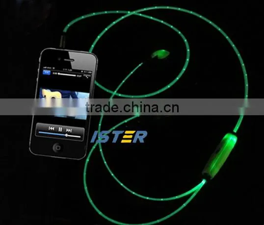Hot selling New flashing LED earphone with microphone