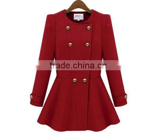 Fashion Womens Slim Thicken Lapel Purple Jackets Winter Warm Long Wool Overcoats