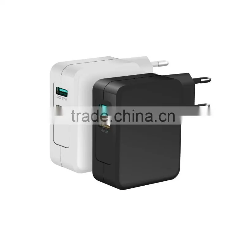 Good quality 5V 2.4A Dual USB QC2.0 or QC3.0 with IC Smart USB wall Charger with EU US UK Plug