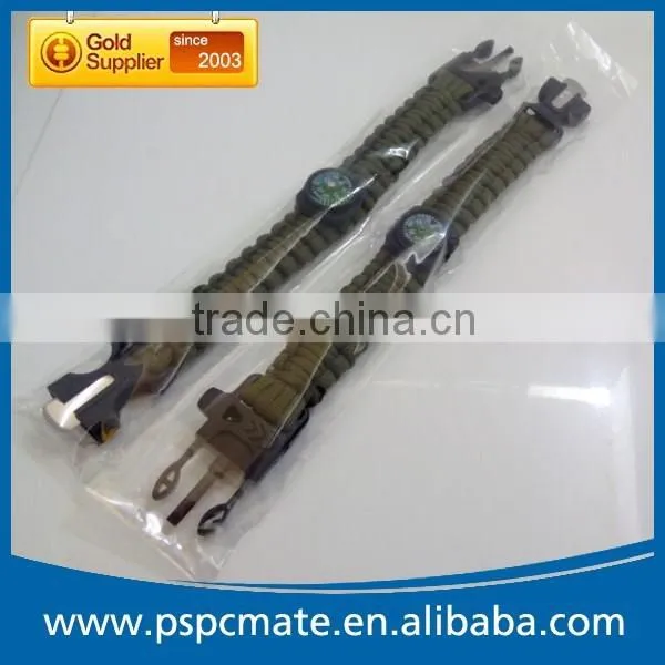 Emergency Paracord Bracelet with Flint Compass Whistle