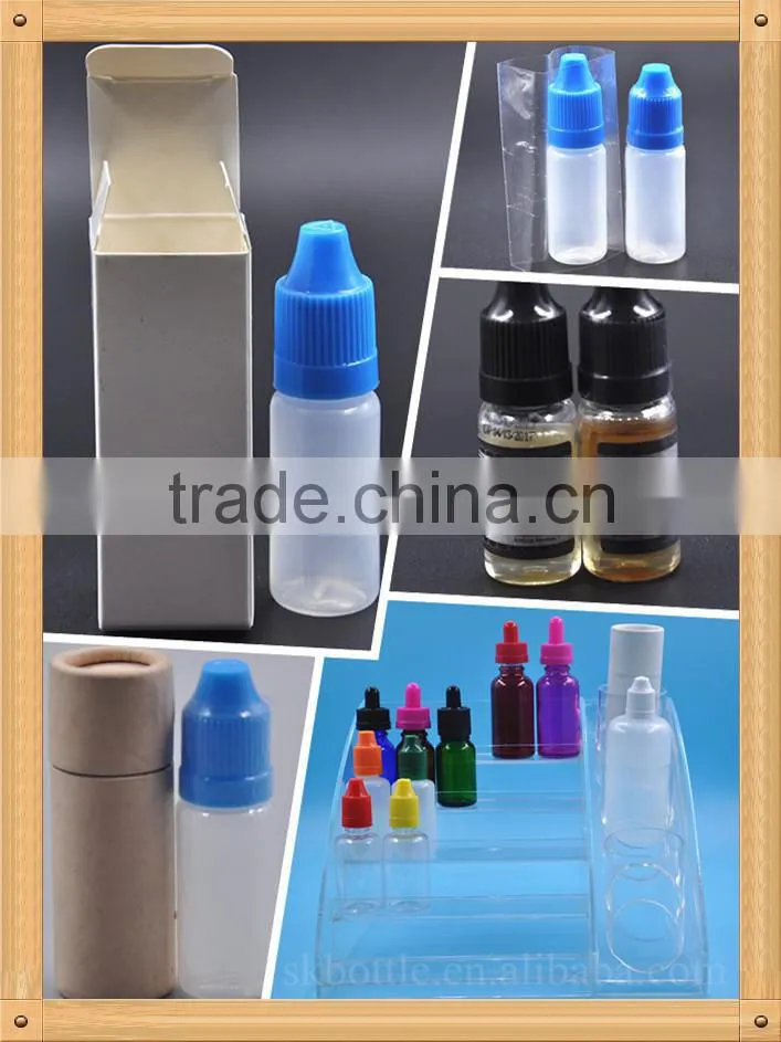 5ml 10ml clear PET plastic e liquid bottle with childproof lid