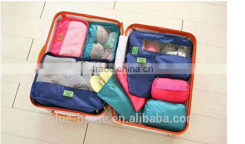Made in China women trave insert handbag Clothes pants sundries storage bag sets 7 pcs