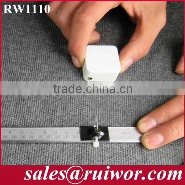 Square Guard against theft Pull Box / wire rope / cordage with quadrate removeable tuit for retail product positioning