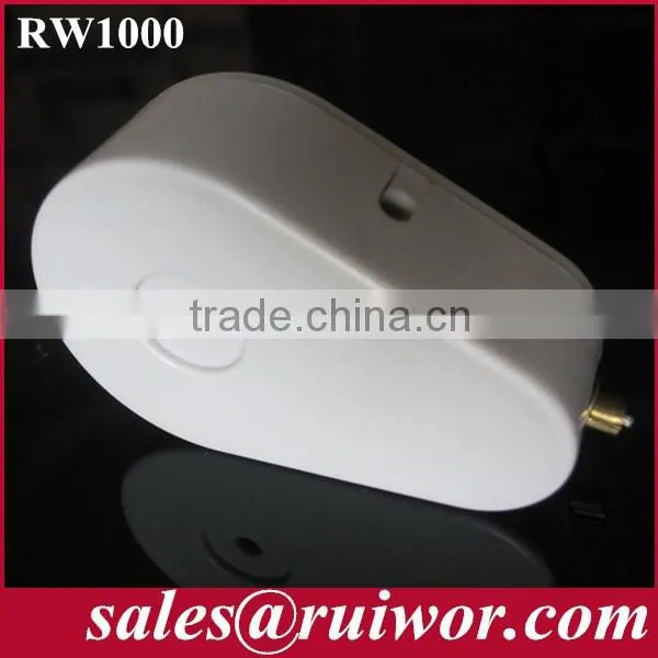Drop-shaped burglar exhibit recoiler with RJ plug end fixing