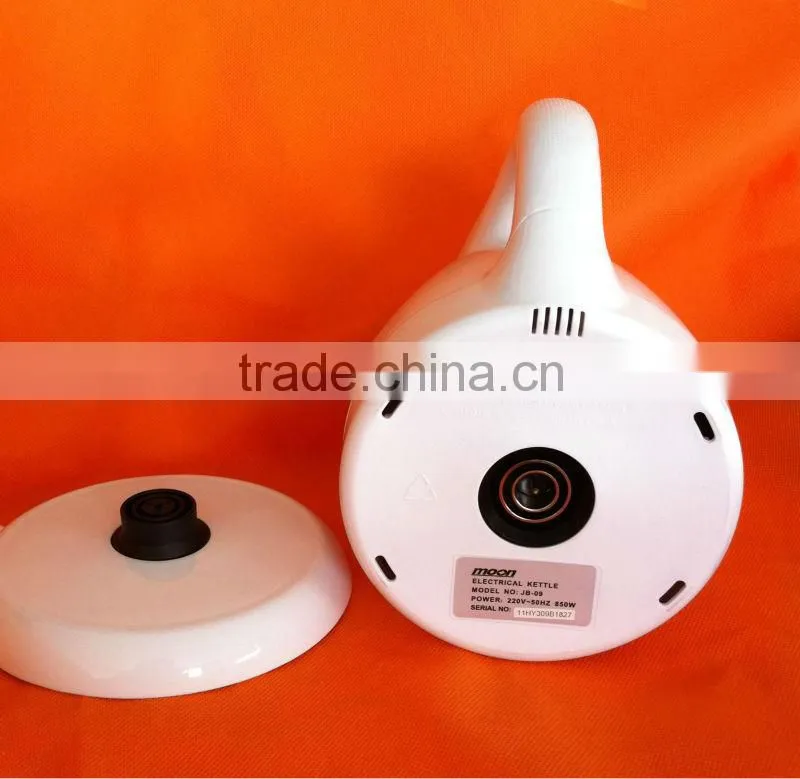 1.0L 360 degrees cordless new design electric kettle on power base,cheap mini cordless plastic kettle, CE/RoHS approved HEK-9001