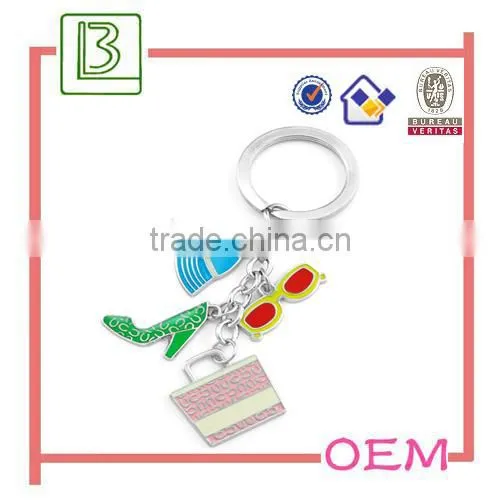 Fashion blue and pink enamel shoe keychain for women gift