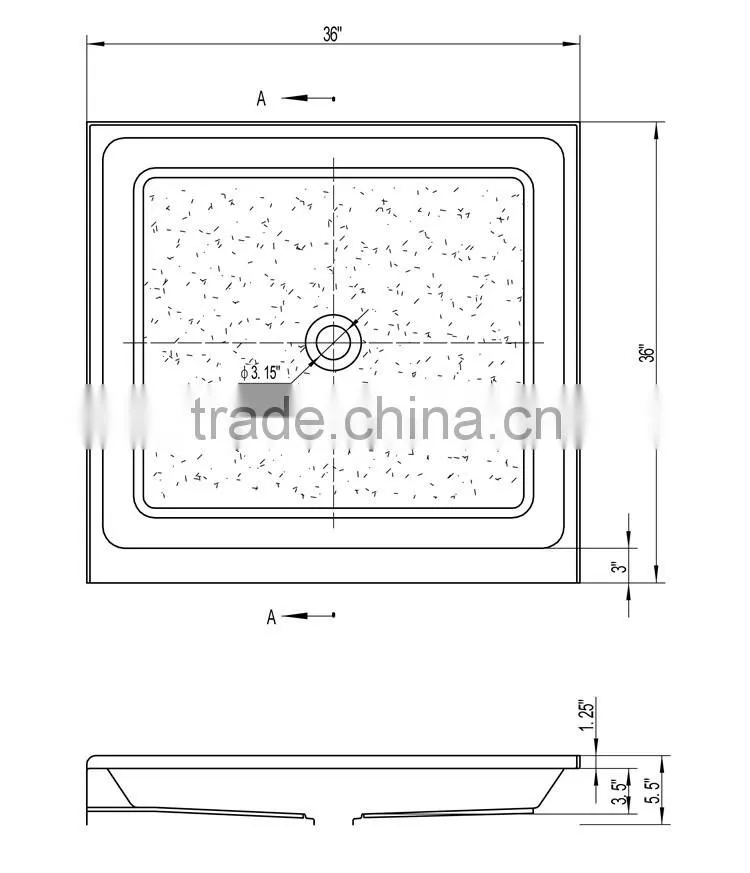 square shower tray,shower flooring,cupc acrylic base with tile flange