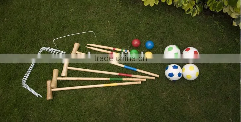 2 IN 1 WOODEN CROQUET AND FOOTBALL CROQUET GARDEN GAME