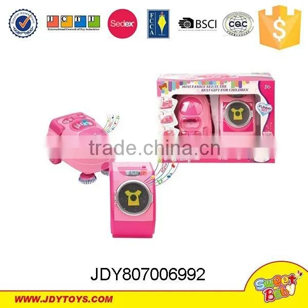 Plastic pink functional household appliance,cleaner&iron&kettle&washer play toys set