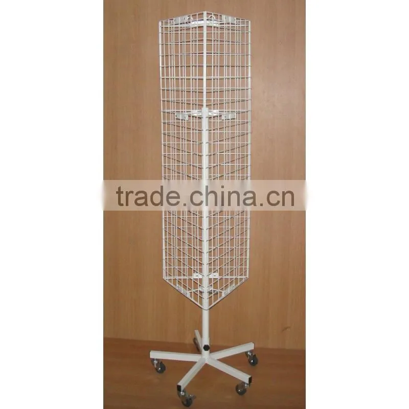 3 sides floor spinning grid wire rack display for promotion purpose