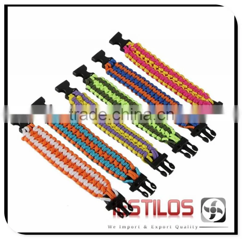 450 Wide Paracord With Whistle Buckle Survival Bracelet
