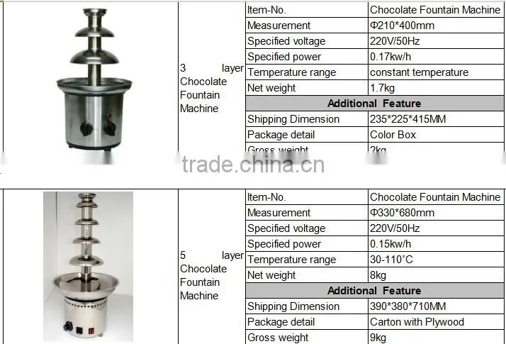 wholesale cheap professional chocolate fountain with good quality hotel kitchen equipment