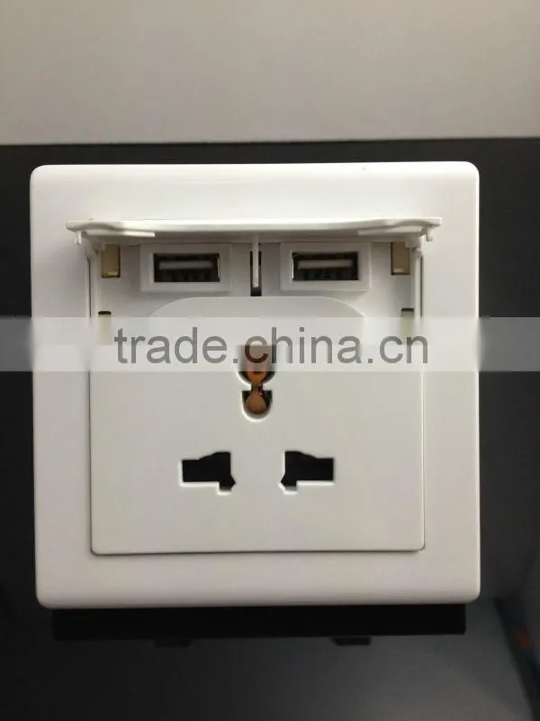 High quality wall socket with USB charger,2100mA