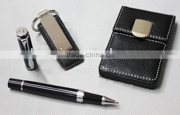 new promotion gift set, metal pen and metal key chain with card holder