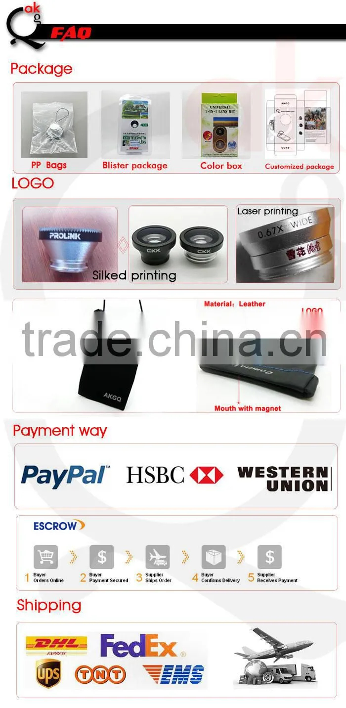 Clip 3 in 1 camera lens cover for mobile phone