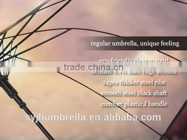 23" 14k Straight Transparent POE Rain Umbrella
