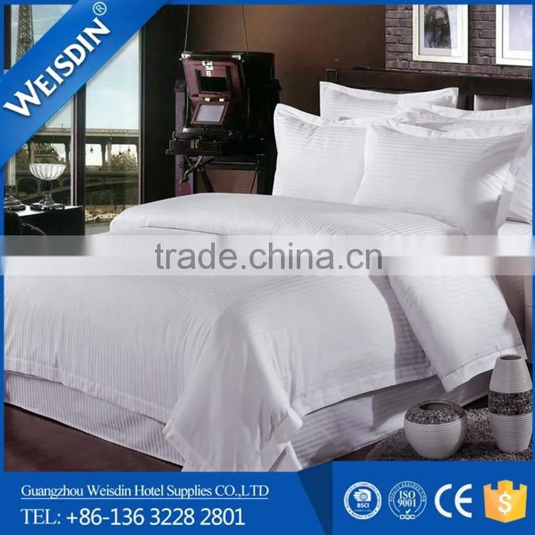 hotel single bed use 1cm stripe 100% cotton bedding sheet Wholesale luxury bed sheet