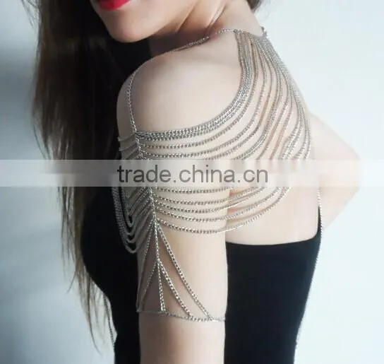 Wedding Bridal Women Crystal Rhinestone Shoulder Body Chain Necklace Jewelry
