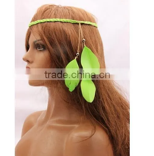2016 Hot Selling Boho Style Feather Tassels Head Jewelry Hairband