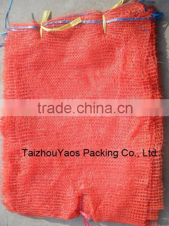 orange red PE raschel mesh bag red onion mesh bags