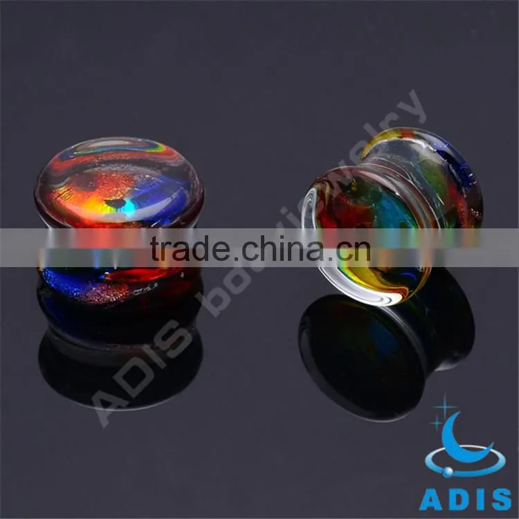 Custom Grain Glass Ear Plugs Tunnel Piercing