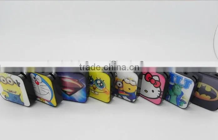 New cartoon character square mini clip hello kitty mp3 player with 4gb 8gb tf card