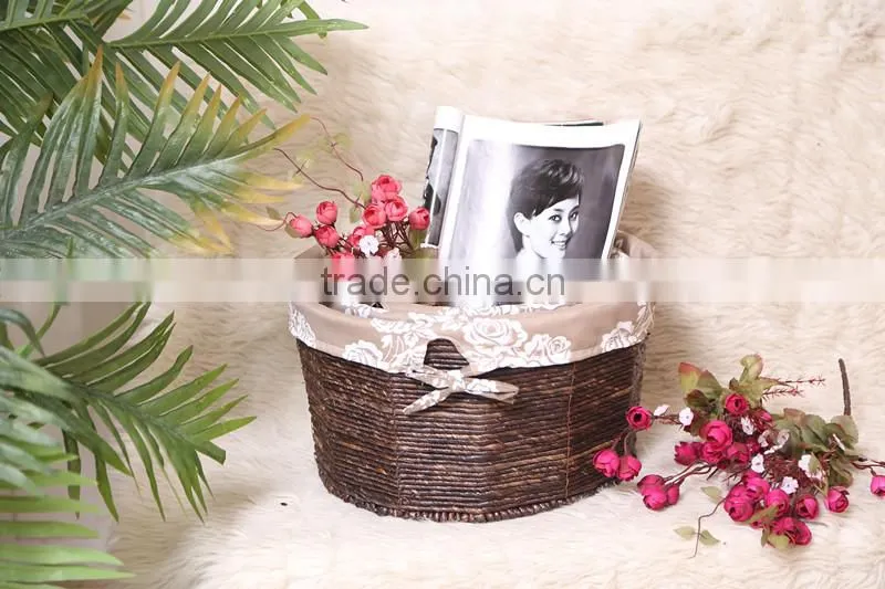 set of 3 maize weaved storage baskets with lining