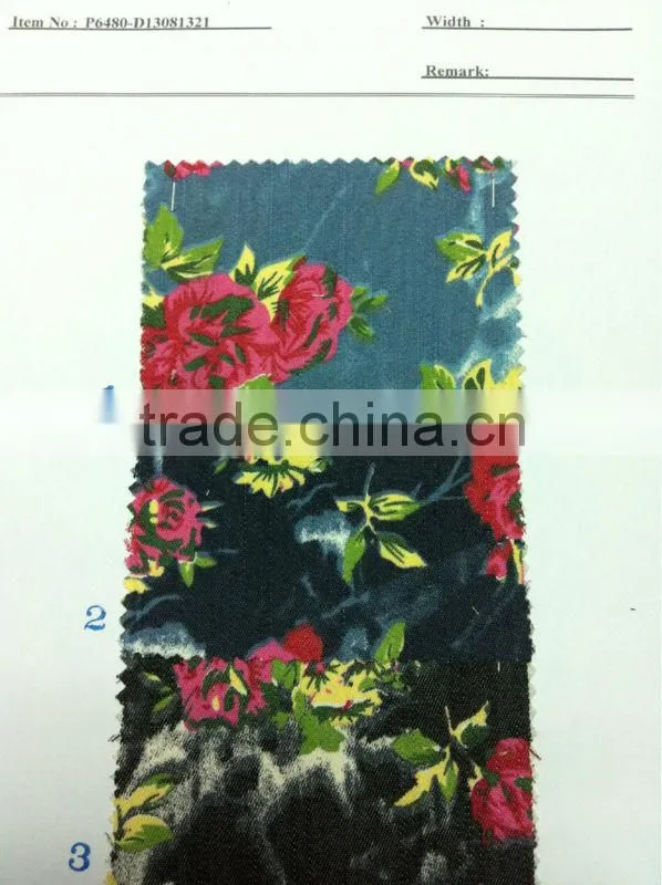 cotton spandex denim printed fabric:P6480-D13081321