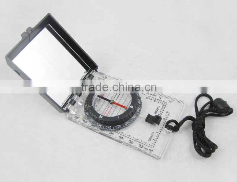 Map mirror compass with built in clinometer/Transparent Camping Map Compass
