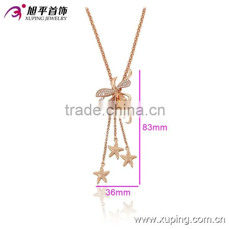 High quality rose gold plated chain necklace cute star and flower design for women girls.