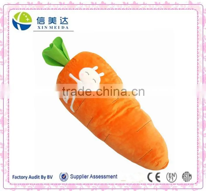 Big yellow carrot plush and stuffed pillow with a pattern of rabbit