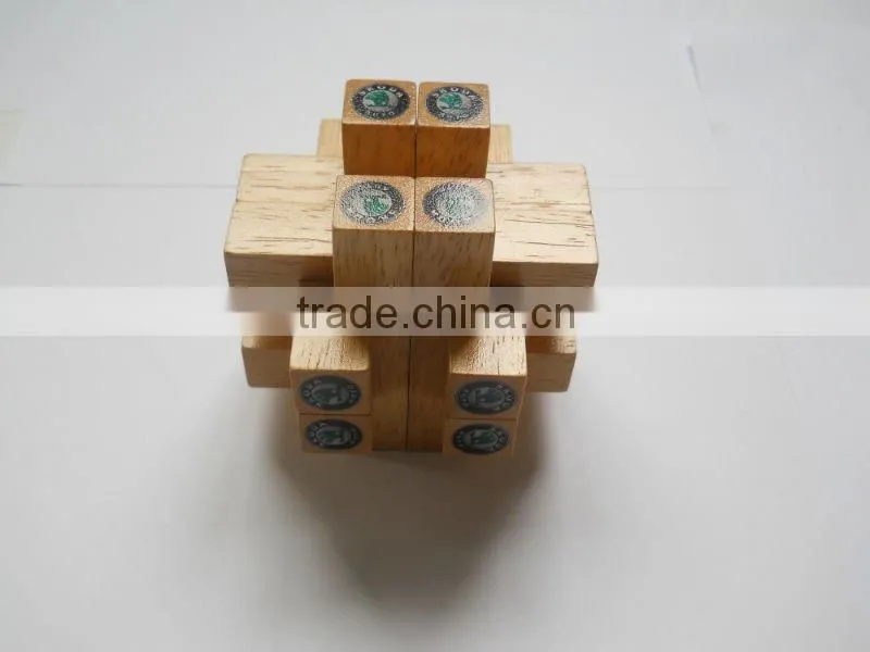 2011 SKODA promotion rubber wood toy intelligent brain teaser