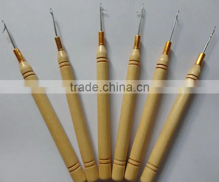 Micro Ring Wood Handle Hook Needler Hair Extension Tool