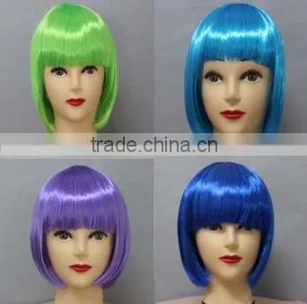 Short Synthetic Wig Mixed Colors Machine Made Lace Wigs Accept Samll Order