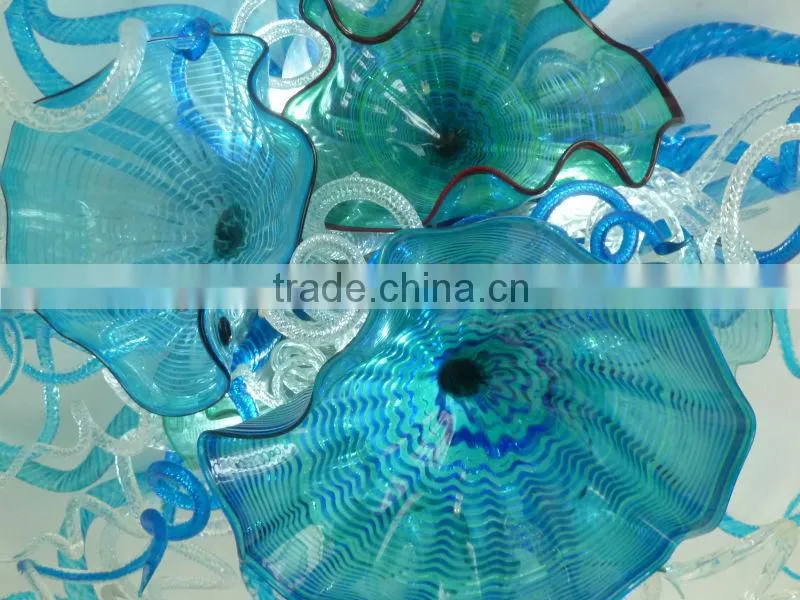 Hot selling hand blown art blue color chihuly style murano glass ceiling chandelier