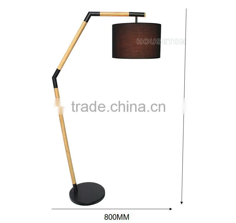Home creative decor black fabric wood arm retro floor lamp,Fabric wood arm retro floor lamp,Retro floor lamp F3029