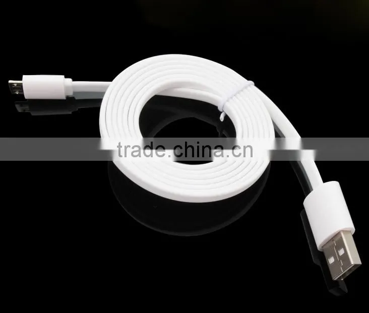 Wider cable 1m White Ultra Flat 5 pin Micro USB Cable For Samsung Galaxy s4